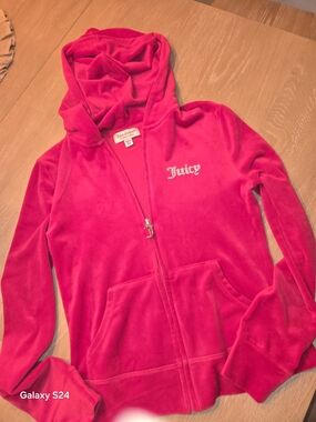 Juicy Couture Womens Xs Velour Zip Hoodie with Rhinestone Logo EC